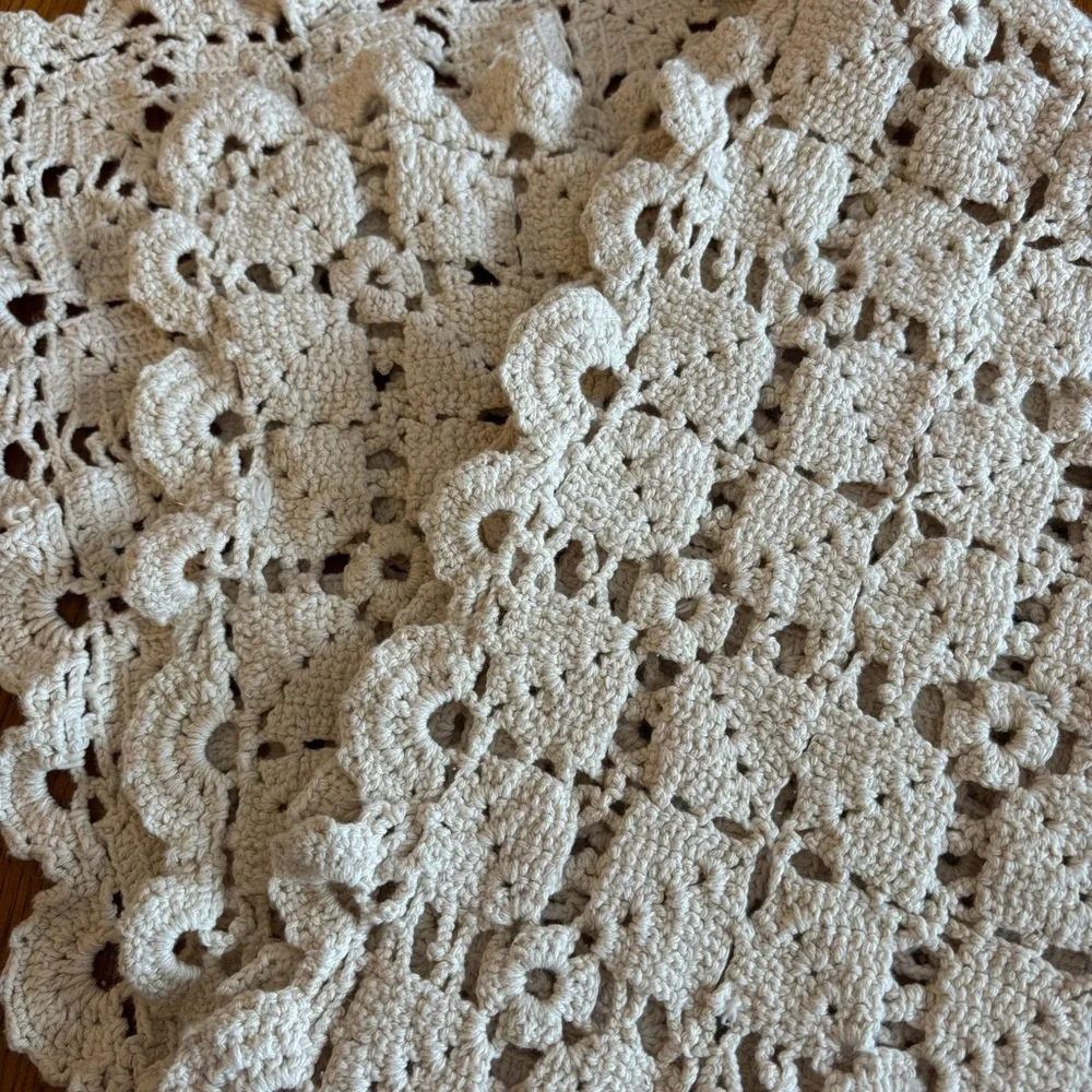 Chic Cream Crochet Table Runner - Picture 2 of 2